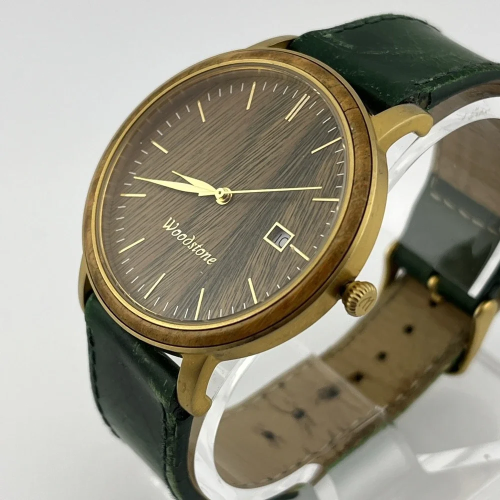 Woodstone Florence Green Sandalwood Watch Men 40mm Case- New Battery‎